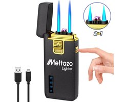 MELTAZO Aansteker, 2-in-1 Aansteker Elektrisch, Electric Lighter, Aansteker Elektrisch USB-C, Aansteker USB Oplaadbaar, Aansteker Windproof Elektrisch, Elektronische Aansteker, Plasma Aansteker, Elektrische Aansteker, 2-in-1 Aansteker Luxe voor Alles