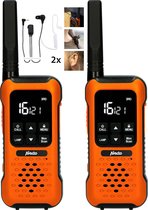 Alecto Twin FR-300OE Robuuste Walkie Talkie 10 km + 2 Portofoon Earphones - Robuust met Zaklamp & SOS functie