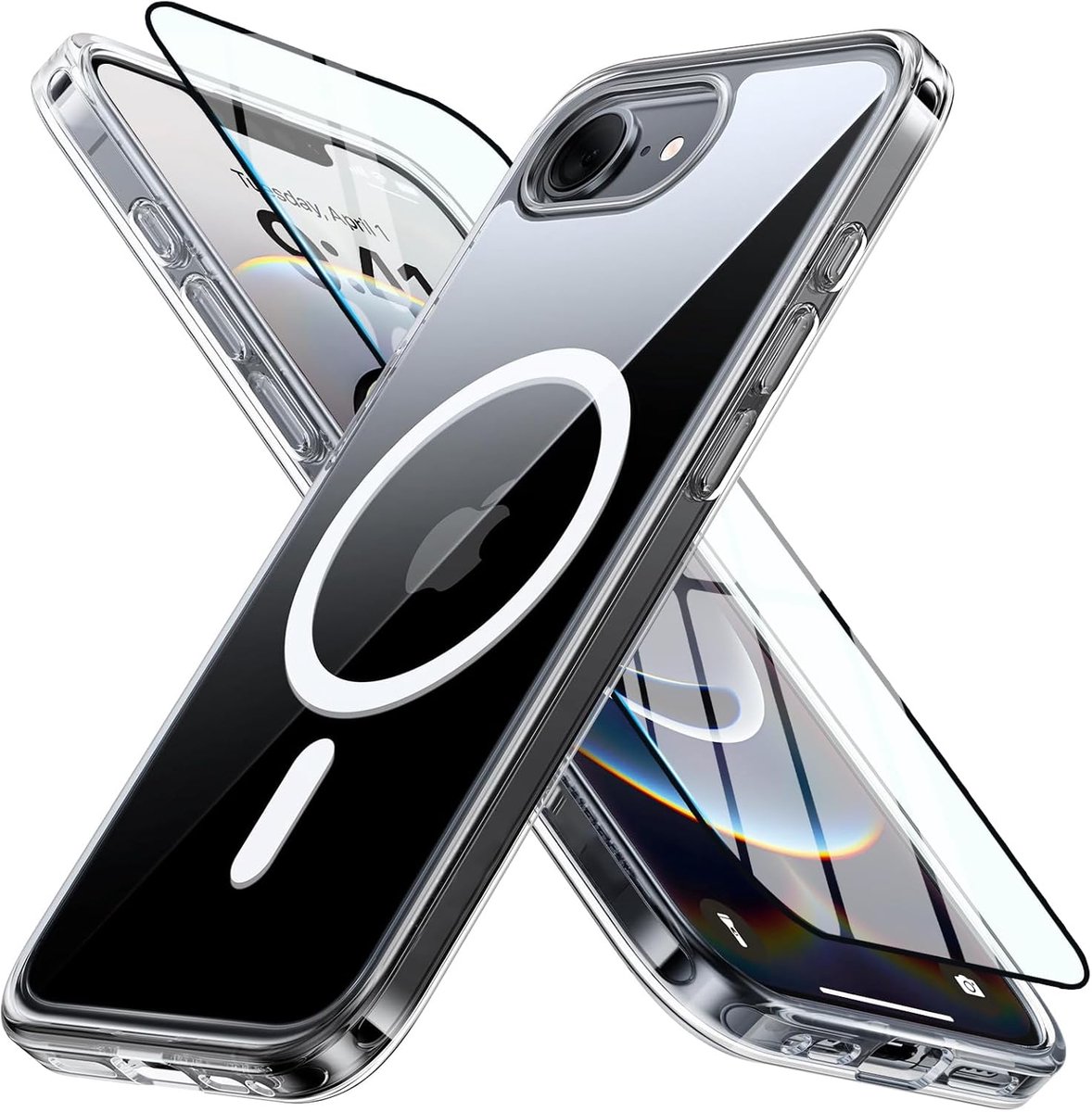 Exobox Geschikt voor Apple iPhone 16e - Geschikt voor Mag - Militaire hoesje met Screenprotector - Back Cover Hoesje - Transprant