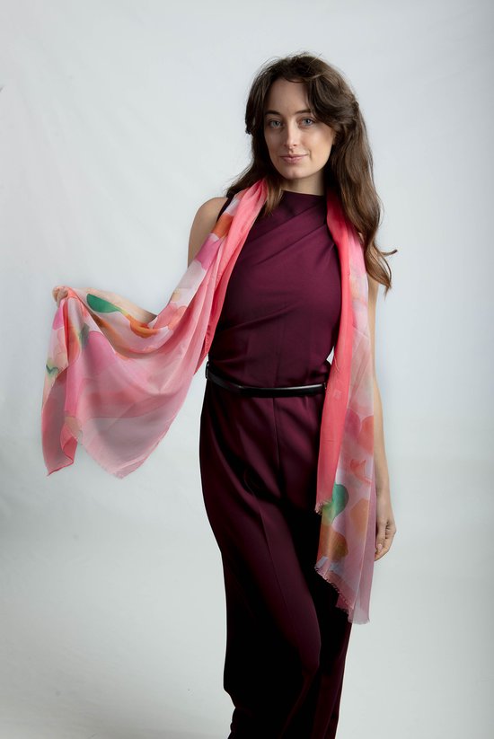 Echarpe Jules- Accessoires Junkie Amsterdam- Echarpe femme- Oblongue- Automne hiver- Katoen Cosy chic- Imprimé pois- Gris camel taupe