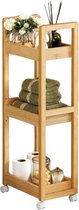 Bol.com ACAZA Trolley - Keukentrolley - Badkamer Trolley - 80 x 30 x 20 cm - Opbergrek voor Badkamer/Keuken/Kantoor - Bamboe aanbieding