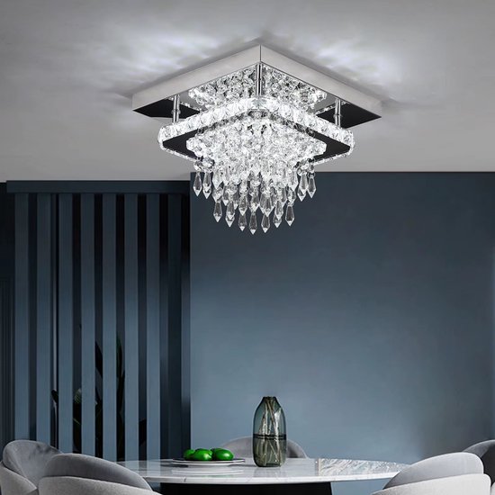 LuxiLamps - Plafonnier en Crystal à 5 ​​têtes - White froid - Plafonnier LED - Wit - Lampe de salon - Lampe moderne - Plafonnier