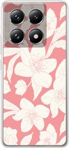 Coque de téléphone compatible avec Xiaomi 14T Pro - Motif Fleurs - Rose - Wit - Siliconen