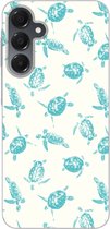 Telefoonhoesje Geschikt voor Samsung Galaxy A16 hoesje - Schildpadden - Patroon - Wit - Blauw - Siliconen Telefoonhoesje Telefoonhoesje