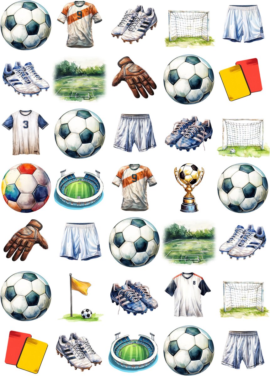 Voetbal Stickers - 3 Stickervellen - 105 Stuks - Stickers Jongens - Voetbal Cadeau — afbeelding 2