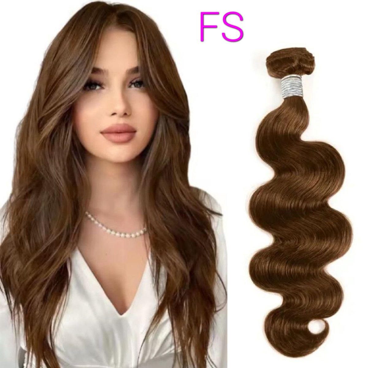 Frazimashop- Braziliaanse Remy weave - 26 inch 65cm golf 100% human hair extensions - chocolade bruin kleur #4 - 1 per bundel - bundel