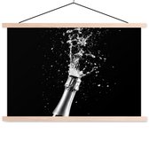 Posterhanger incl. Poster 60x40 cm - Schoolplaat - Champagne - Zwart - Spetters - Popping - Textielposter - Blanke latten