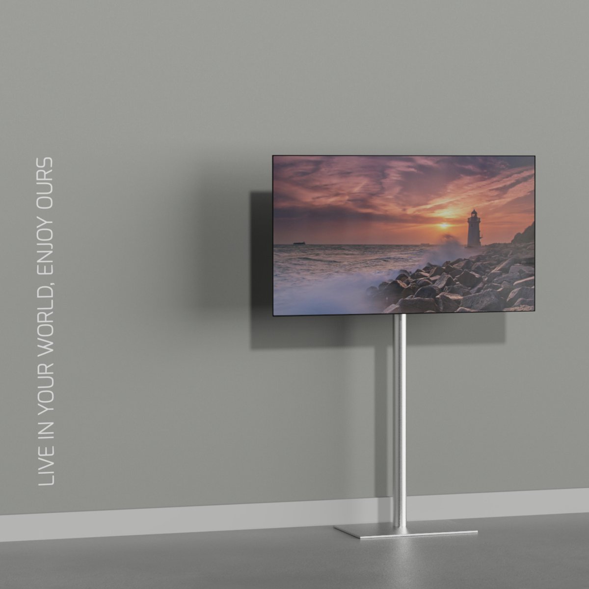 TV vloerstatief TILE 120 Design Tv standaard Geborsteld RVS 19-40” - MULTI FIT VESA 100X100 tot 400x400