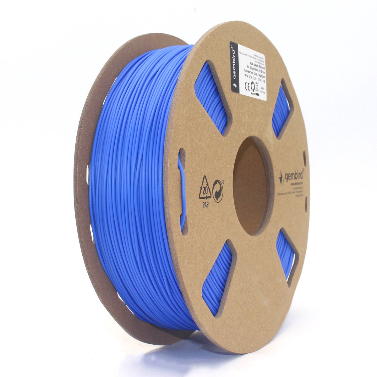 Filamentcassette PLA fluorrescent blauw 1.75mm 1kg schmale S.