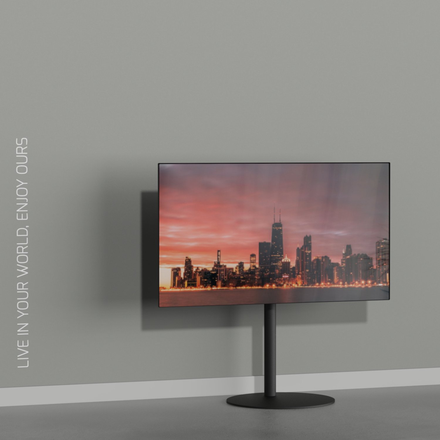 TV vloerstatief SPHERE 80 Design Tv standaard Trendy Zwart Staal 32-65” - MULTIFIT VESA 100x100 t/m 400x400