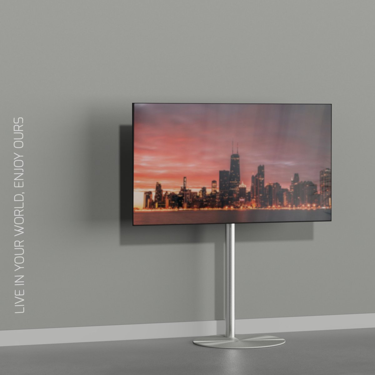 TV vloerstatief SPHERE 120 Design Tv standaard Trendy geborsteld RVS 32-65” - VESA 100x100
