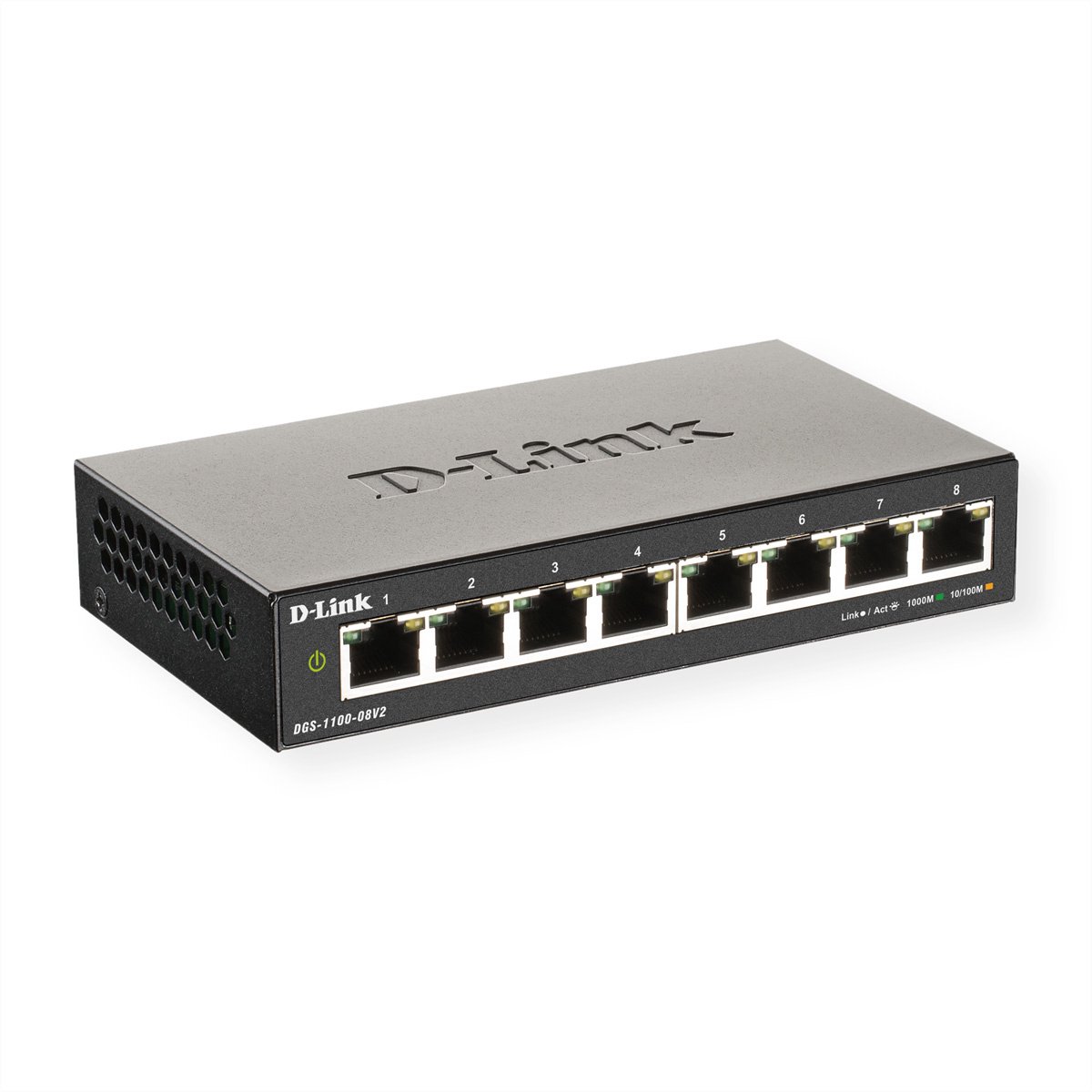 D-Link DGS-1100-08V2 - Netwerkswitch - 8 Poorten - Managed - Power over Ethernet (POE) - Grijs