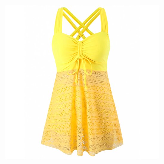 Robe tankini avec bas - Maillot de bain - Maillots de bain - Jaune - Bikini - Robe de bain