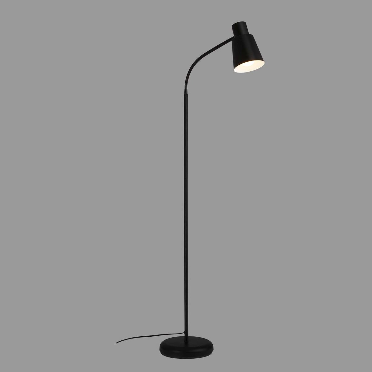 BRILONER Ekko - Vloerlamp - woonkamer staande lamp - leeslamp - industrieel - metaal - E27 fitting - zwart - 128cm