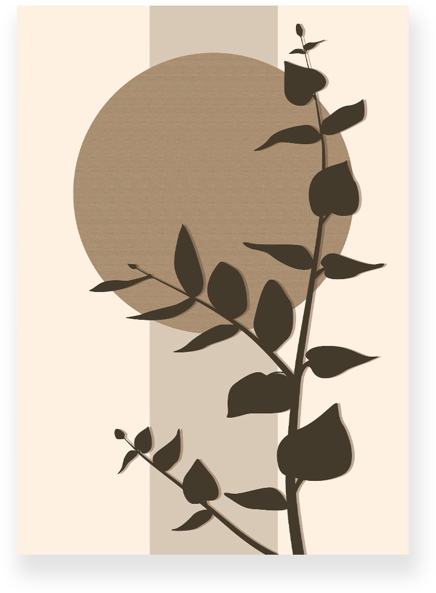 Yisual Poster 20x30 cm - Eucalyptus - Plant - Bruin - Beige - Minimalistisch - Japandi Muurdecoratie - Wanddecoratie