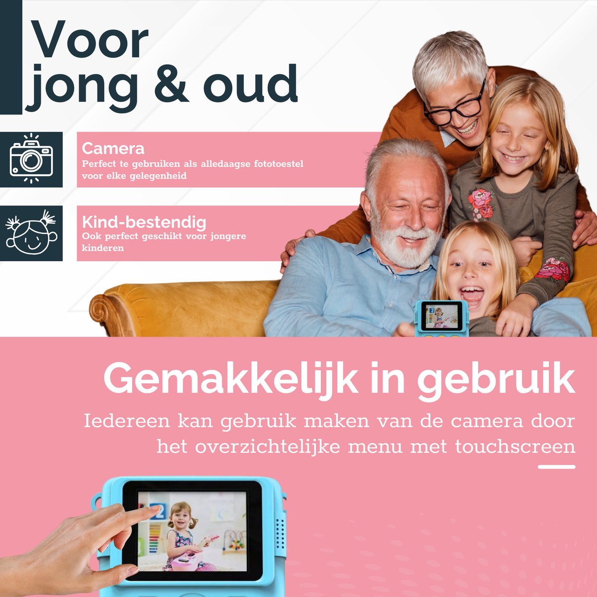 Digitale Instant Kindercamera Montessori speelgoed 10-in-1 Interactieve Speelgoed Camera - Educatief speelgoed met Smartgames - Kinderspeelgoed 4 Jaar tot 10 Jaar. Fototoestel voor Kinderen – Roze thumbnail 2
