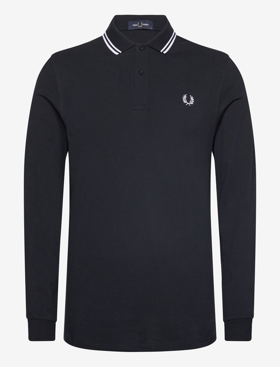 Fred Perry M3636 long sleeved twin tipped shirt heren polo lange mouwen Blauw