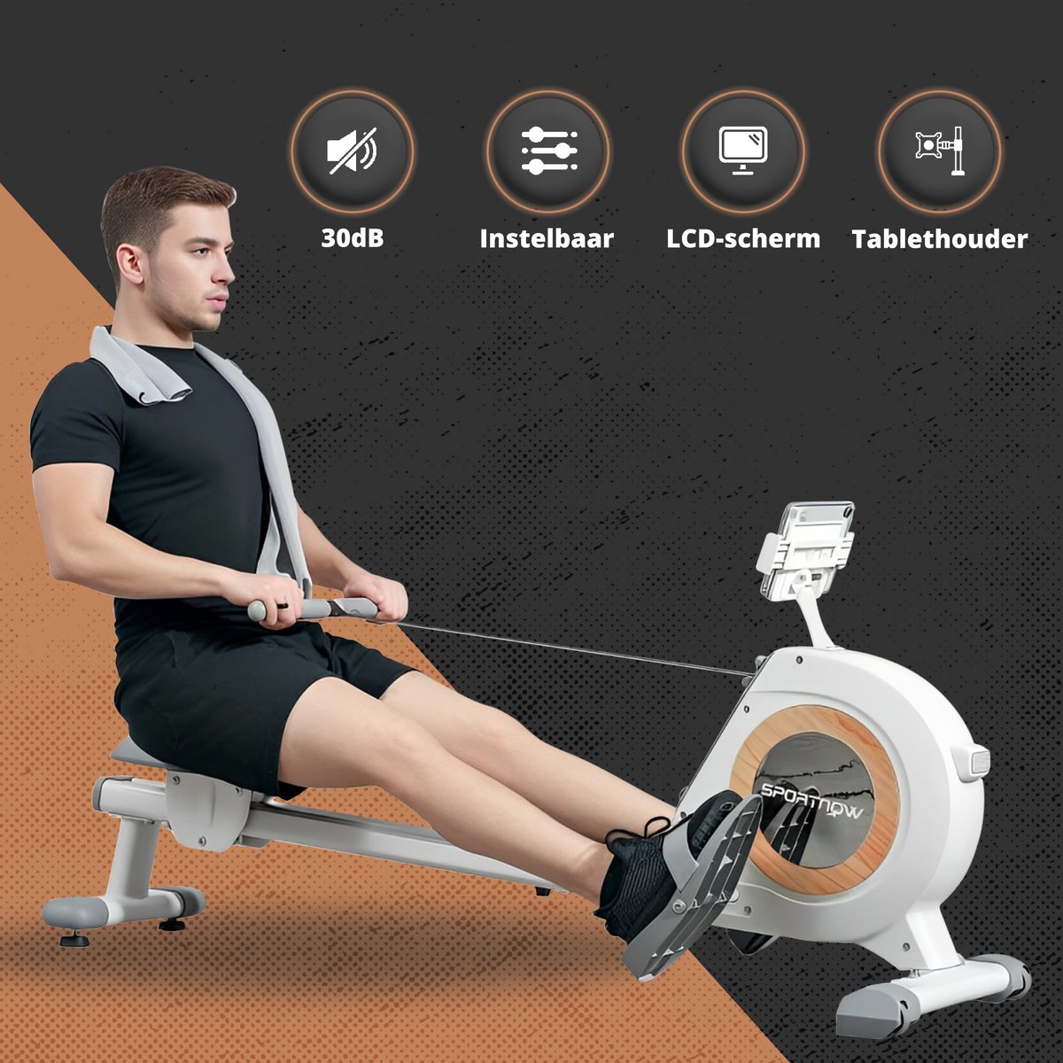 Roeitrainers Roeitrainer Inklapbaar 150kg 16 Weerstand Grijs - afbeelding 3