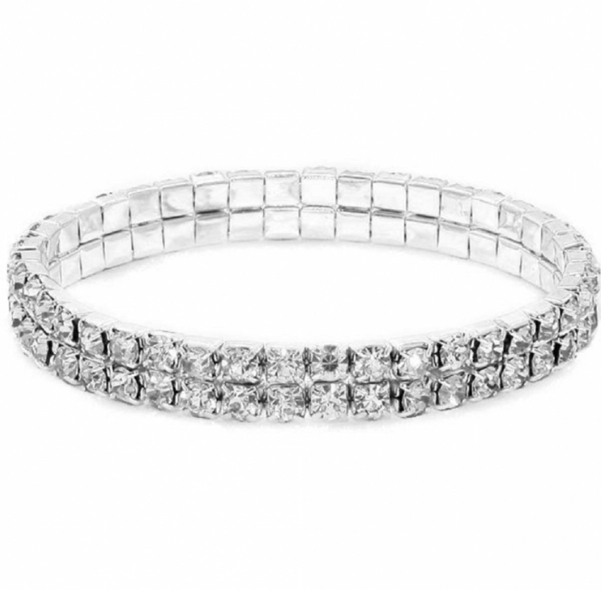 Armband- Strech- extra groot- 2 rijen- 22 cm xxl - Charme Bijoux