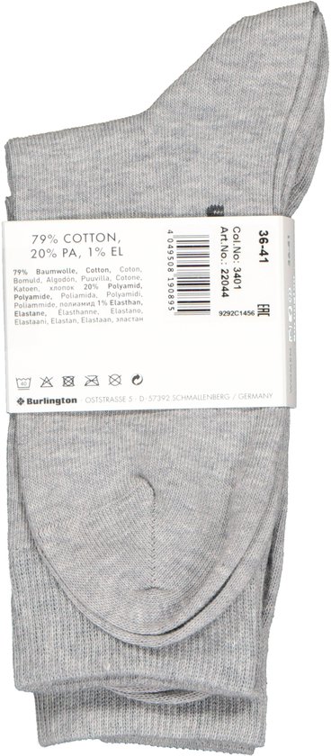 Burlington Everyday 2-Pack gedessineerd katoen multipack sokken dames grijs - maat 36-41