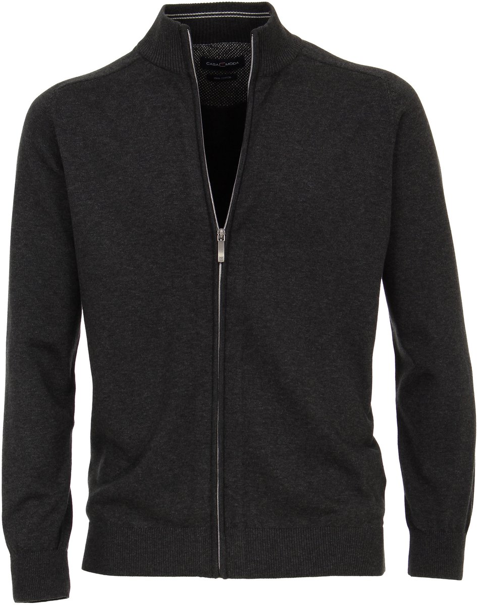 Casa Moda heren vest katoen - antraciet (met rits)