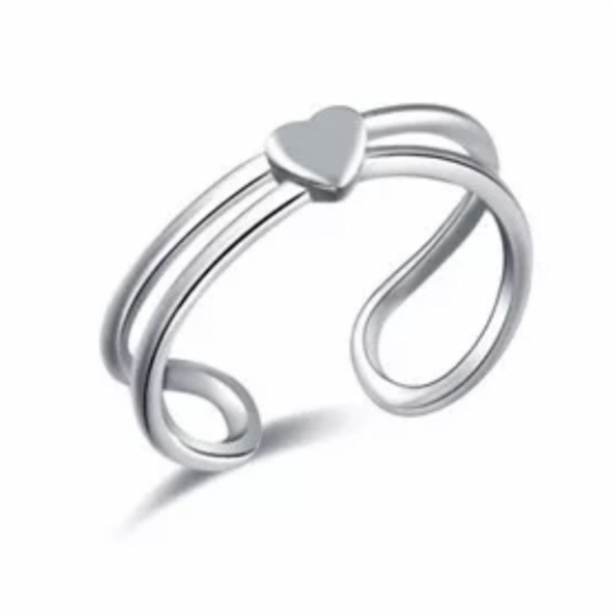 Teenring-Tamar-Zilverkleur-Hartje-Verstelbaar - Charme Bijoux