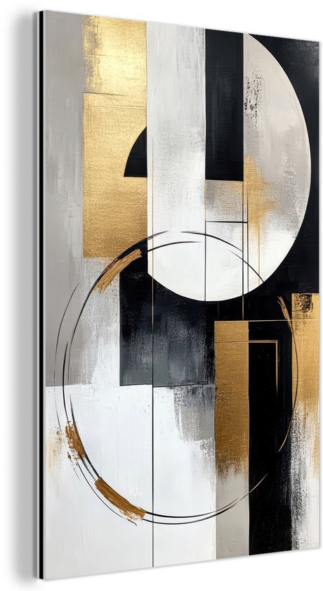 Tableau aluminium 20x30 cm - Décoration murale métal - Abstrait - Or - Argent - Formes - Esthétique - Décoration murale métal salon - Décoration industrielle - Photo sur dibond - Accessoires industriels chambre