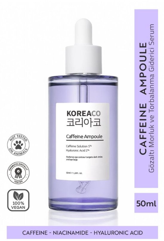 Koreaco - Ampoule de caféine - Ampoule de caféine anti-poches et cernes -  Vegan -