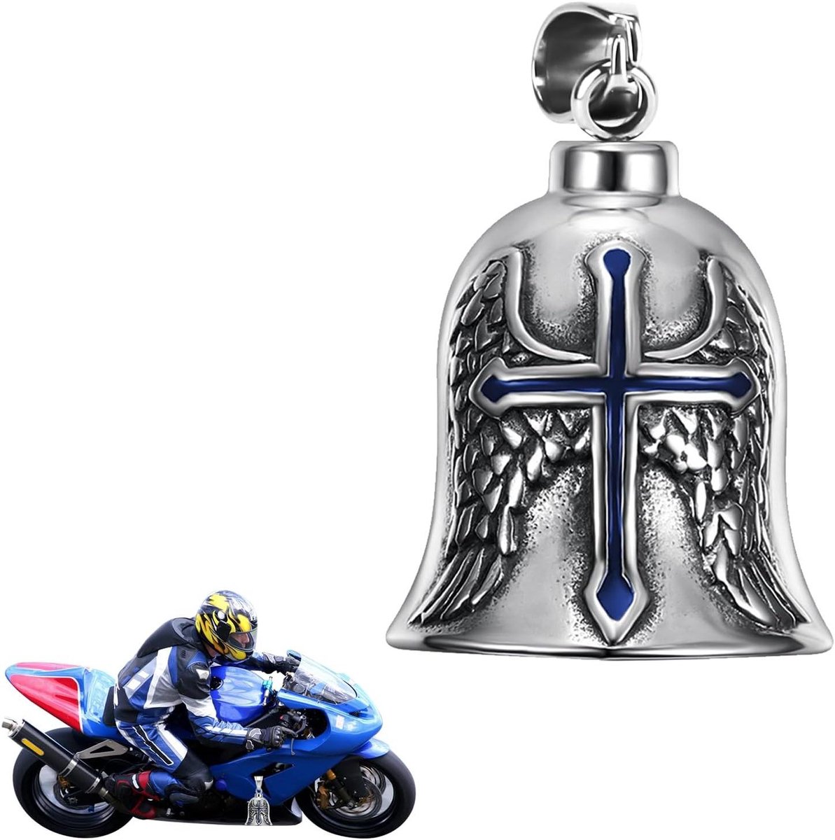 Guardian Bell Originele Motorbel – Geluksbrenger En Beschermengel Met Ophangring, Voor Motor, Fiets Of Scooter – Meerkleurig, één Maat
