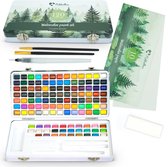 Mikkelhus Professionele Aquarelverf Set | Verfset met 120 diverse kleuren aquarelverf, papier, waterpenseel, kwasten en spons | Voor volwassenen