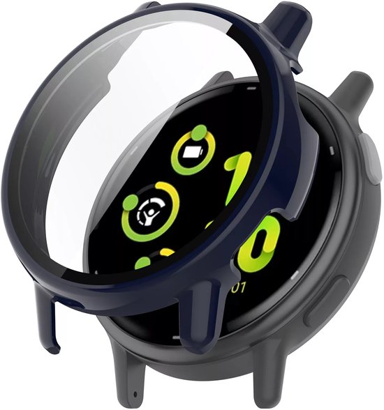 Strap-it hard case hoesje met glas geschikt voor Garmin Vivoactive 5 (donkerblauw)