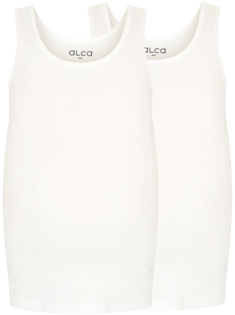 Alca Fashion - Heren Singlet Ronde Hals - Wit 6XL - Grote Maten - 100% Katoen - 2-Pack