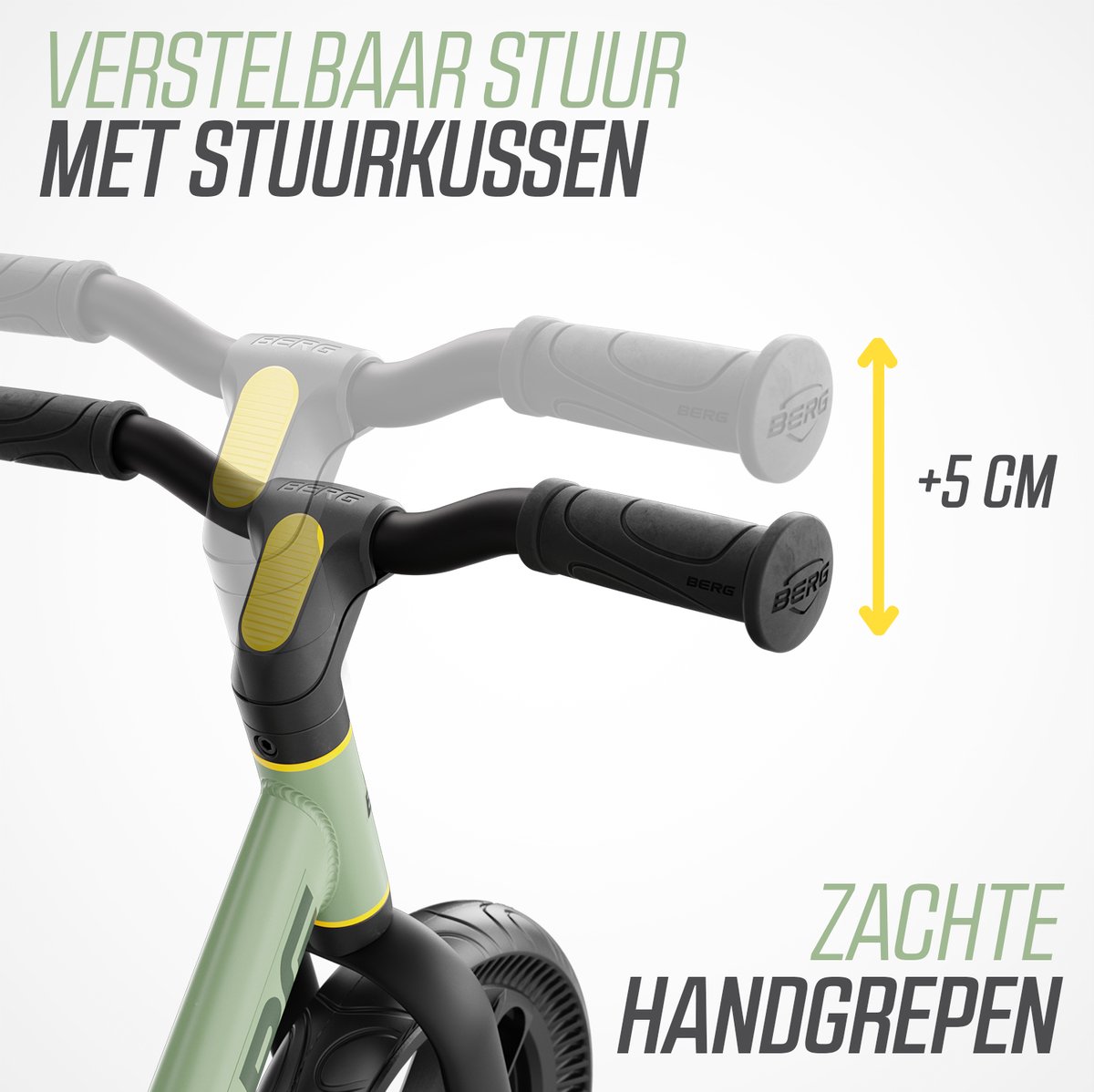 BERG MOOV10 Loopfiets - 2+ jaar - 10 inch - Lichtgewicht - Anti-lek EVA Banden - Verstelbaar Stuur en Zadel - Groen — afbeelding 9