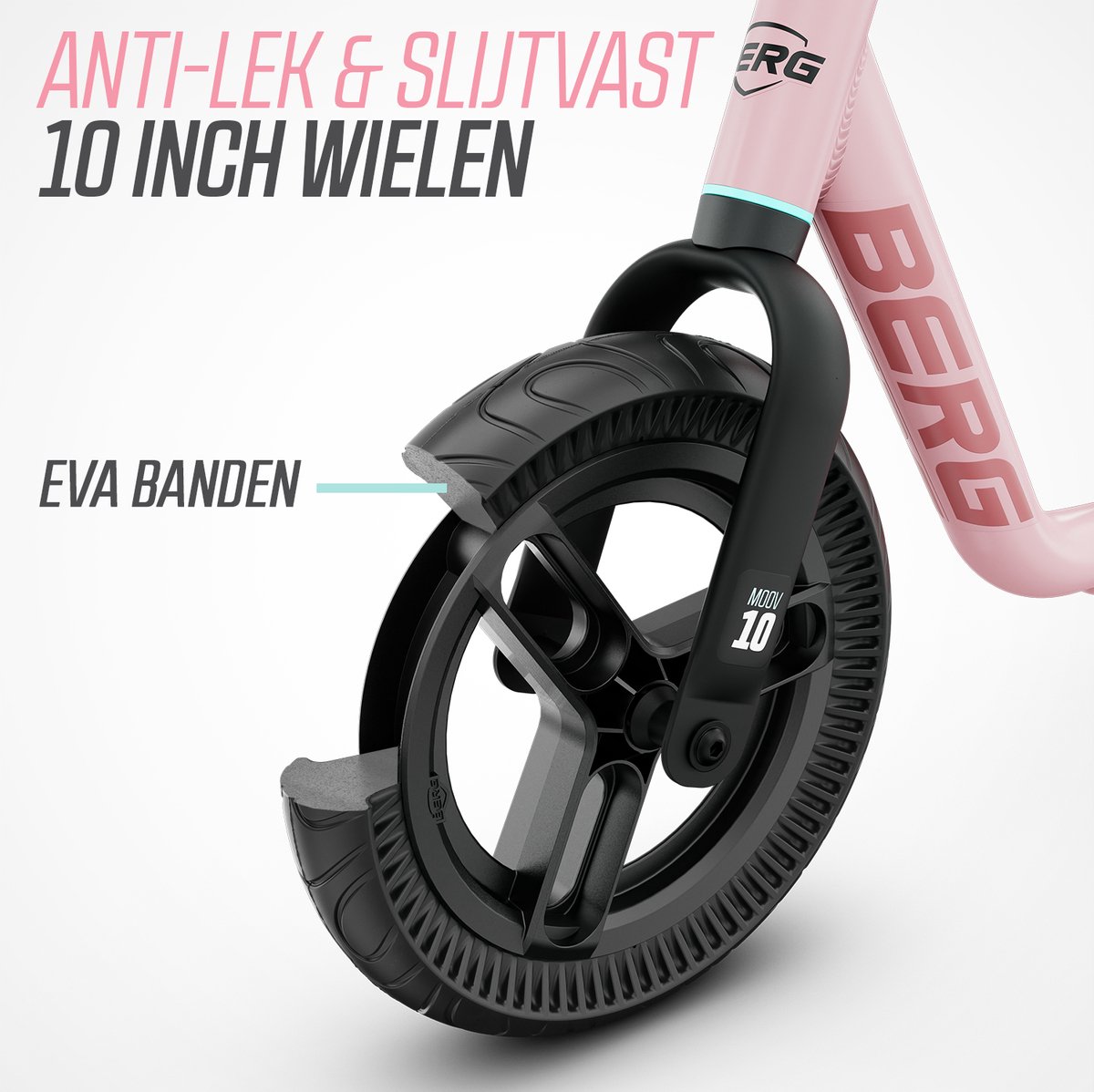 BERG MOOV10 Loopfiets - 2+ jaar - 10 inch - Lichtgewicht - Anti-lek EVA Banden - Verstelbaar Stuur en Zadel - Roze — afbeelding 7