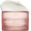 Medicube Triple Collagen Cream pot met een toef witte crème bovenop, voor alle huidtypen.