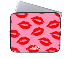 foto van MIM Amsterdam - French Kiss - Laptop sleeve - 13 Inch laptop sleeve - Laptophoes - Zebra print - Blauw roze laptophoes
