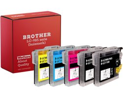 weCare 5-pack - Geschikt voor Brother LC985 XL Inktcartridges - 2x Zwart - 1x C, M & Y - Geschikt voor MFC/DCP J125 - J140W - J315W - J515W -J220 - J415W