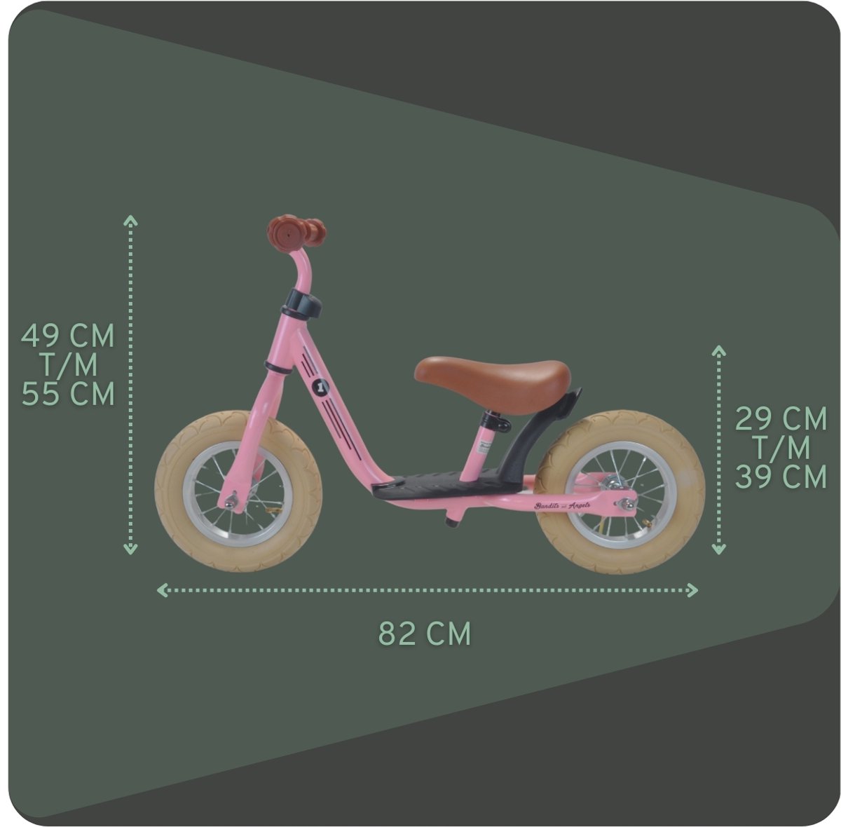 Bandits & Angels Metalen Loopfiets Met Mandje Starter Retro Roze met Voetenplank vanaf 2 Jaar thumbnail 6