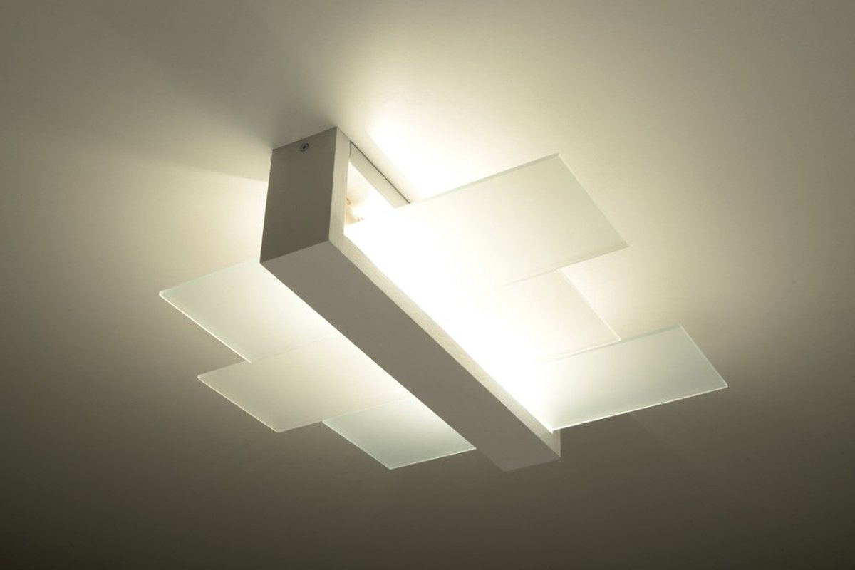 Licht-Erlebnisse - Leda - Plafonnière - E27 - van - Hout glas - in - Wit transparant