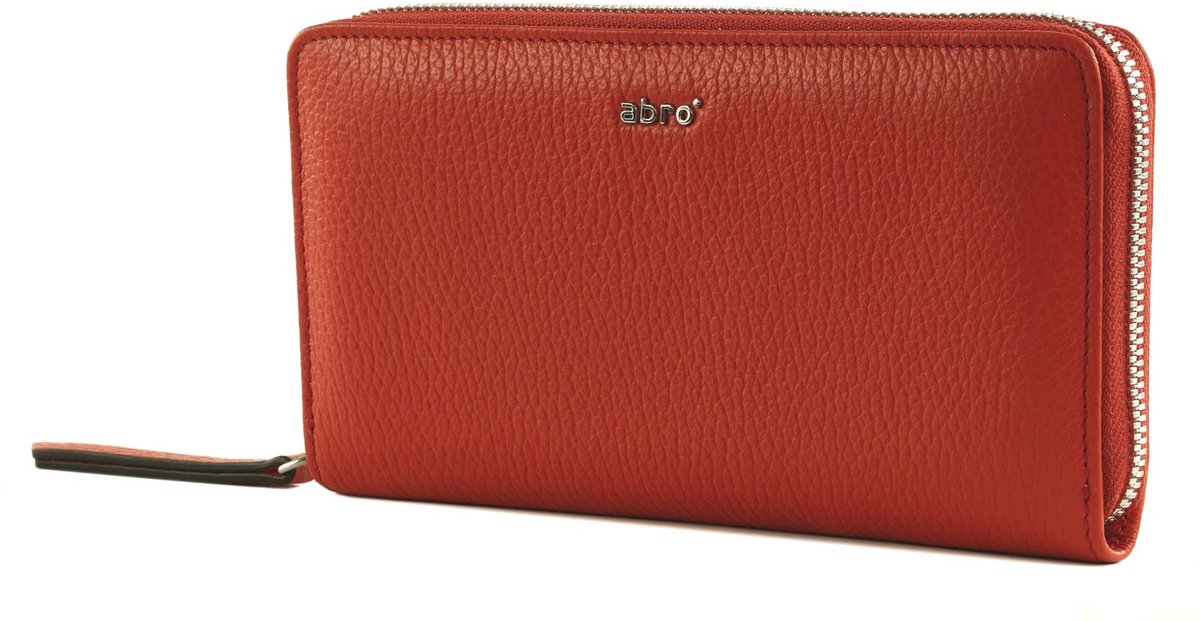 abro Leren Portemonnee Leather Adria Zip Wallet Red Rood