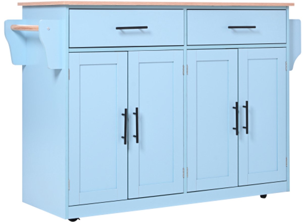 Centrumeiland - 120 X 46  70  X 91 Cm - Opklapbaar Blad Wielen En Verwisselbare Poten Mdf Wit