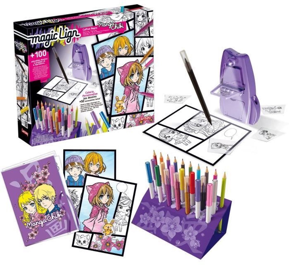 Magic Lign - LANSAY - Repro Manga Chibi Box - 100 illustraties - Vanaf 7 jaar