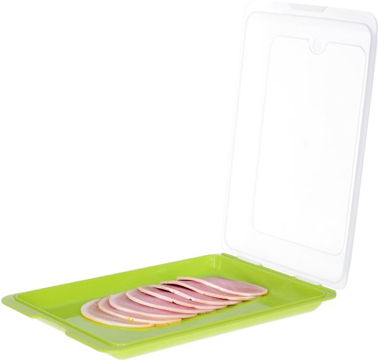 Hausfelder Opbergdozen voor koelkast, vleeswaren stapelbaar, koelkastorganizer met deksel (3 antraciet vleesboxen: 3 x plat