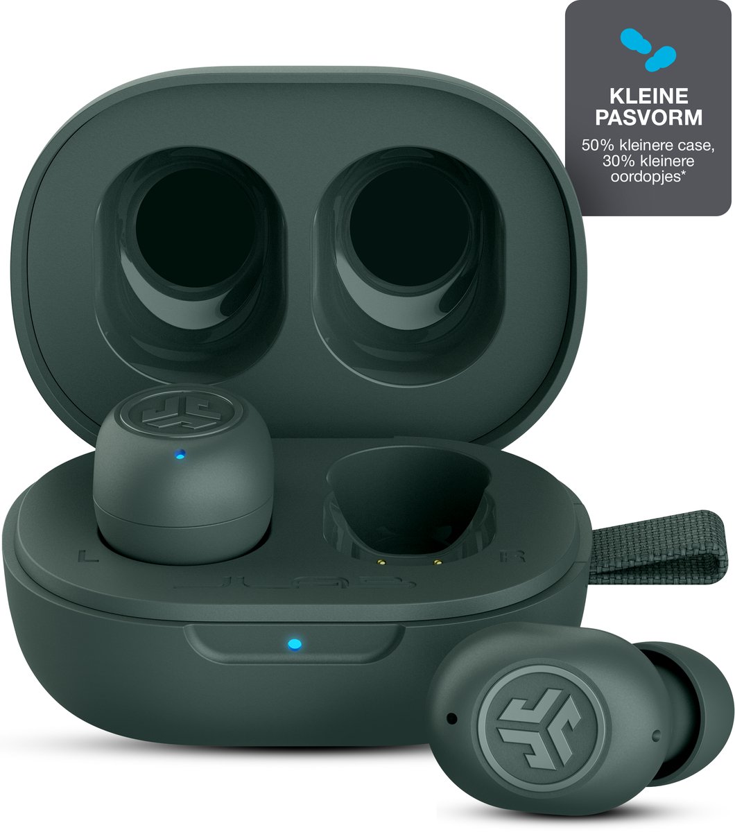 JLab JBuds Mini Draadloze Oordopjes - Oortjes draadloos - Multipoint Technologie - Ultra klein design - Noise Canceling - Touch sensoren - Sage Grey