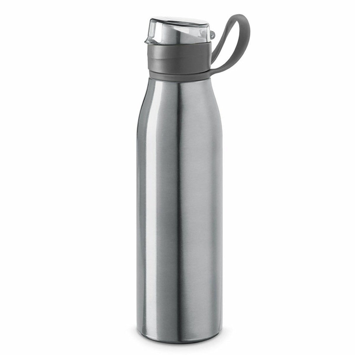 Aluminium waterfles/drinkfles zilver met klepdop en handvat 650 ml - Sportfles - Bidon
