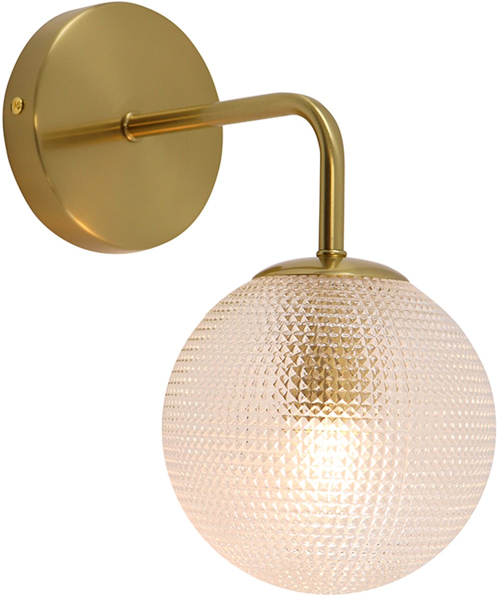 Olucia - JOHNSON - Wandlamp - Transparant / Messing - Vorm: Rond