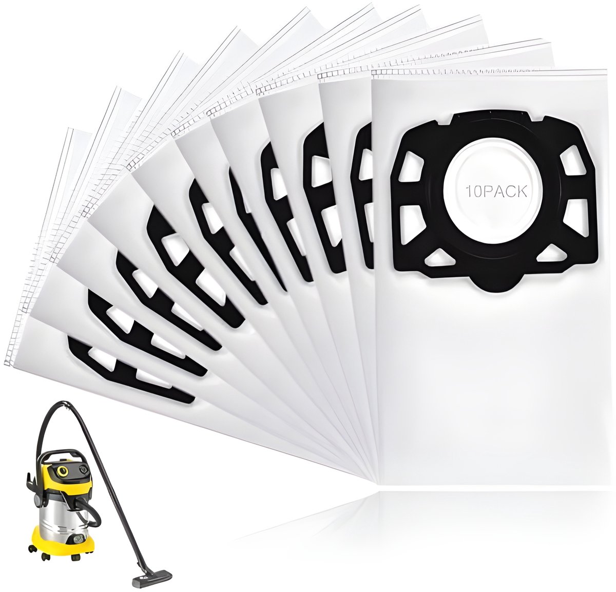 10stuks Stofzuigerzakken Set geschikt voor Karcher WD4 WD5 WD6 MV4 MV5 MV6