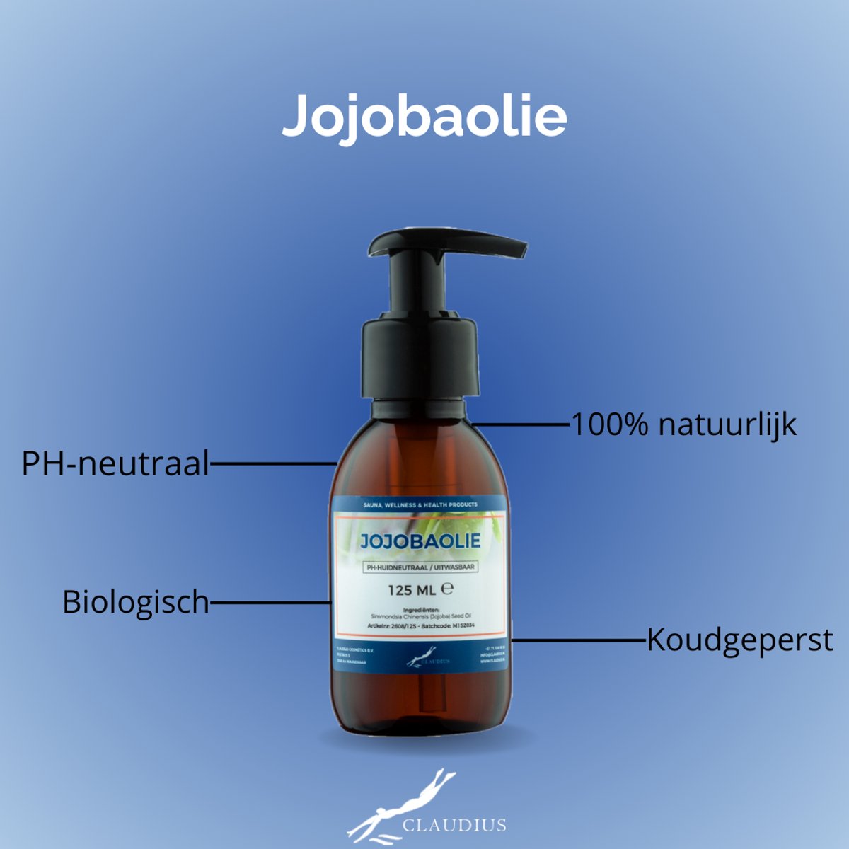 Goedkoopste Jojobaolie 125 ml met pomp - 100 natuurlijk - biologisch en koud geperst - goed voor huid, haar en lichaam