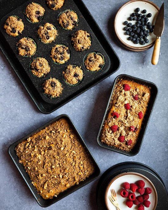 RIOVARM Granieten Bakvormen Set - 7 Stuks Antiaanbak Bakblikken In Beige - Voor Koekjes, Muffins & Meer