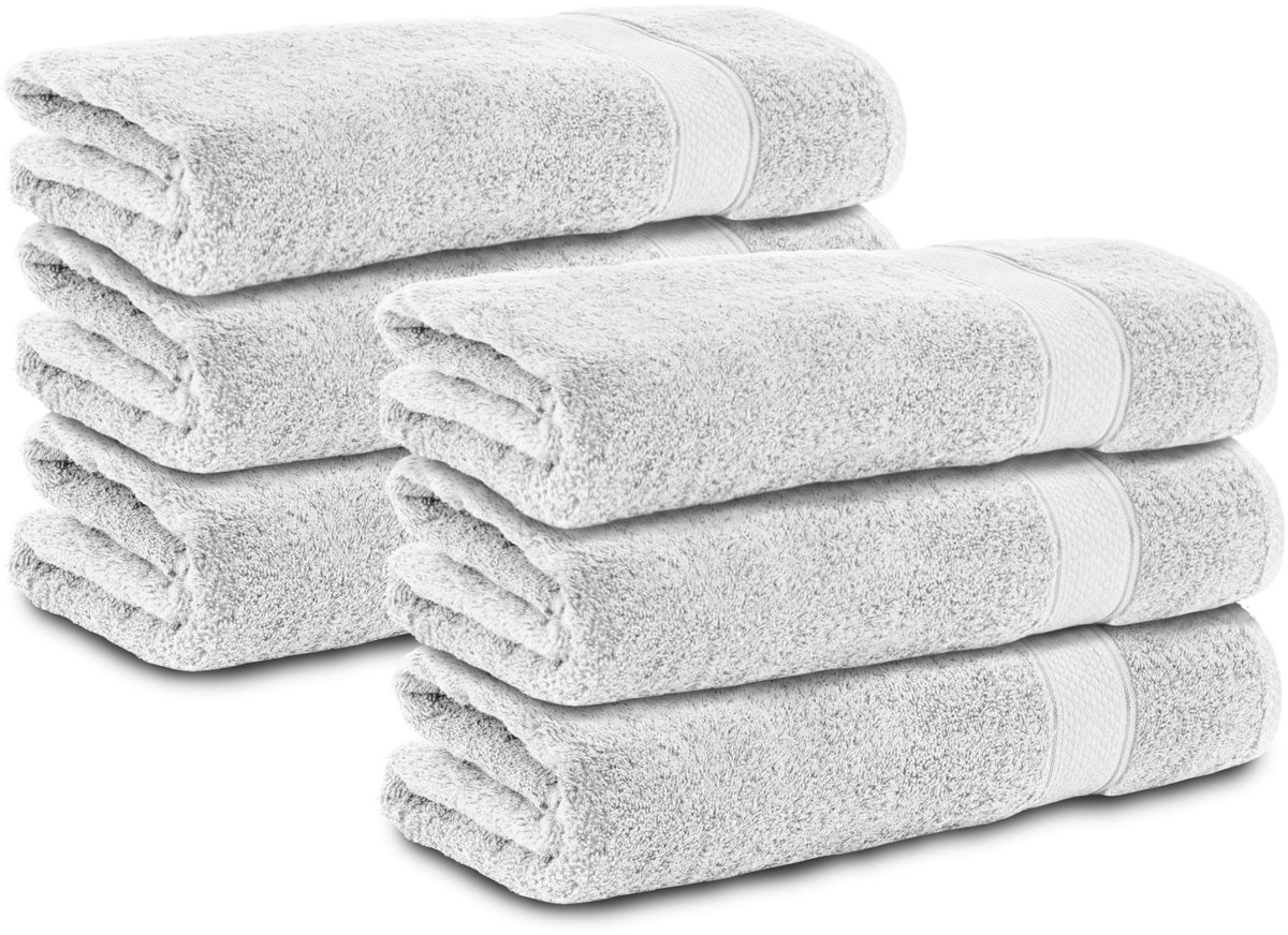Komfortec 6x Handdoek 70x140 - 100% Katoen – Handdoekenset - Zacht - Weiss